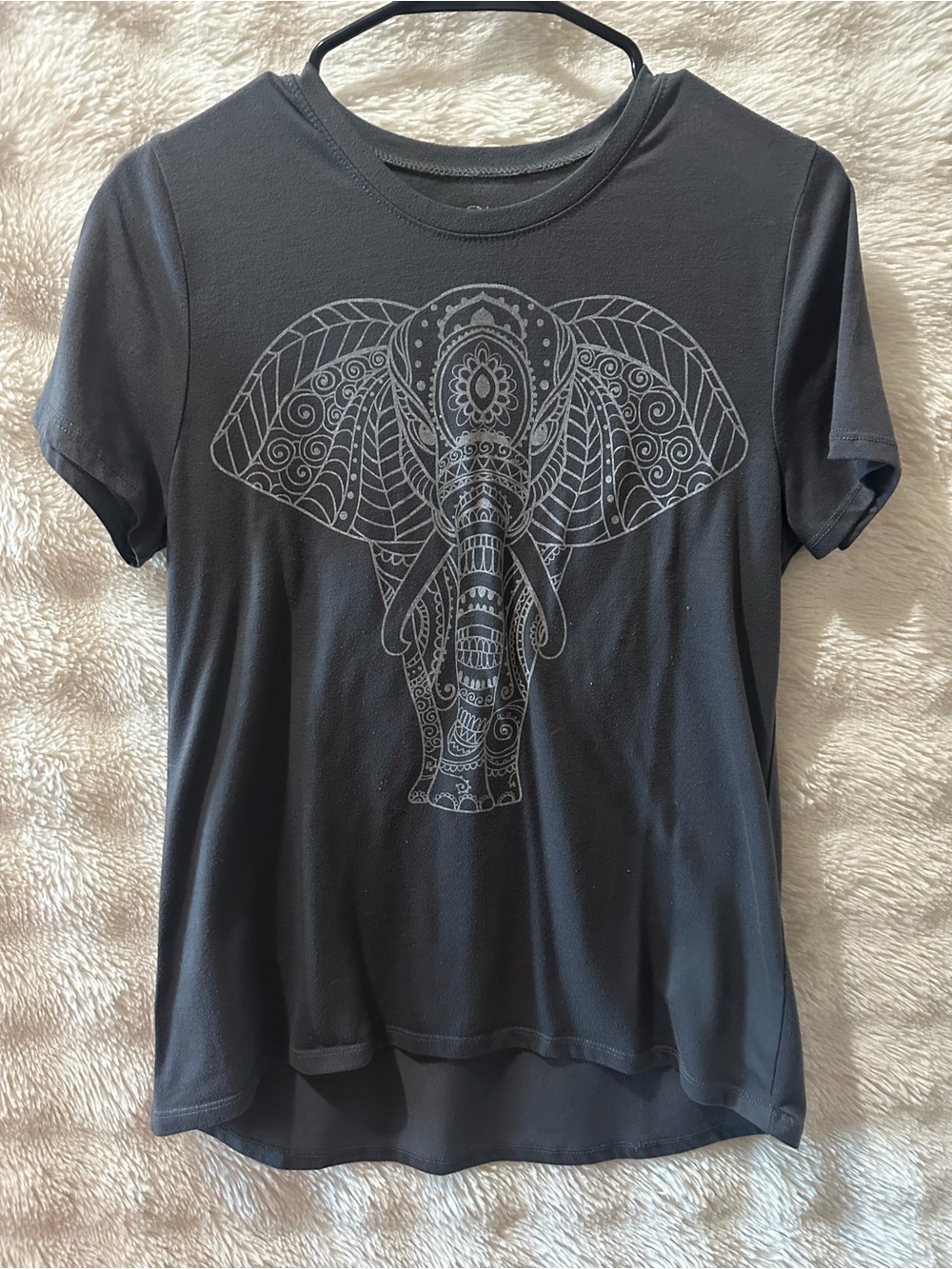 L.O.L. Vintage Black Tee with Silver Elephant Graphic
